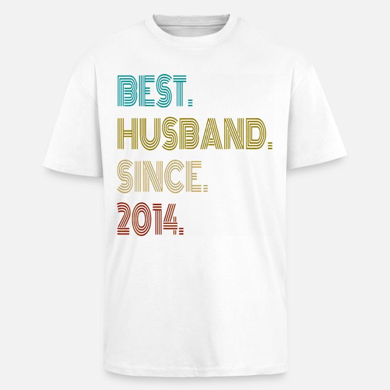 Best Husband Since 2014 Vintage - Unisex Oversized Heavyweight T-shirt - white