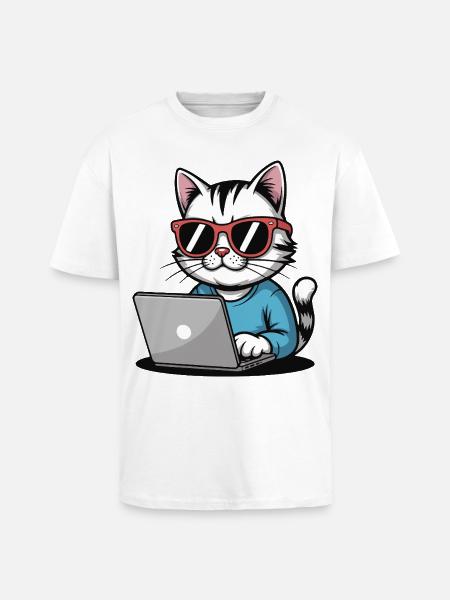 Cats_laptop - T-shirt unisexe oversize épais - blanc