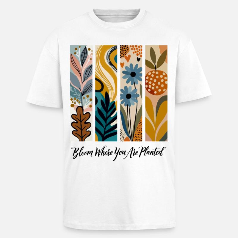 Blooming Botanical Panel Collage - Unisex Oversized Heavyweight T-shirt - white