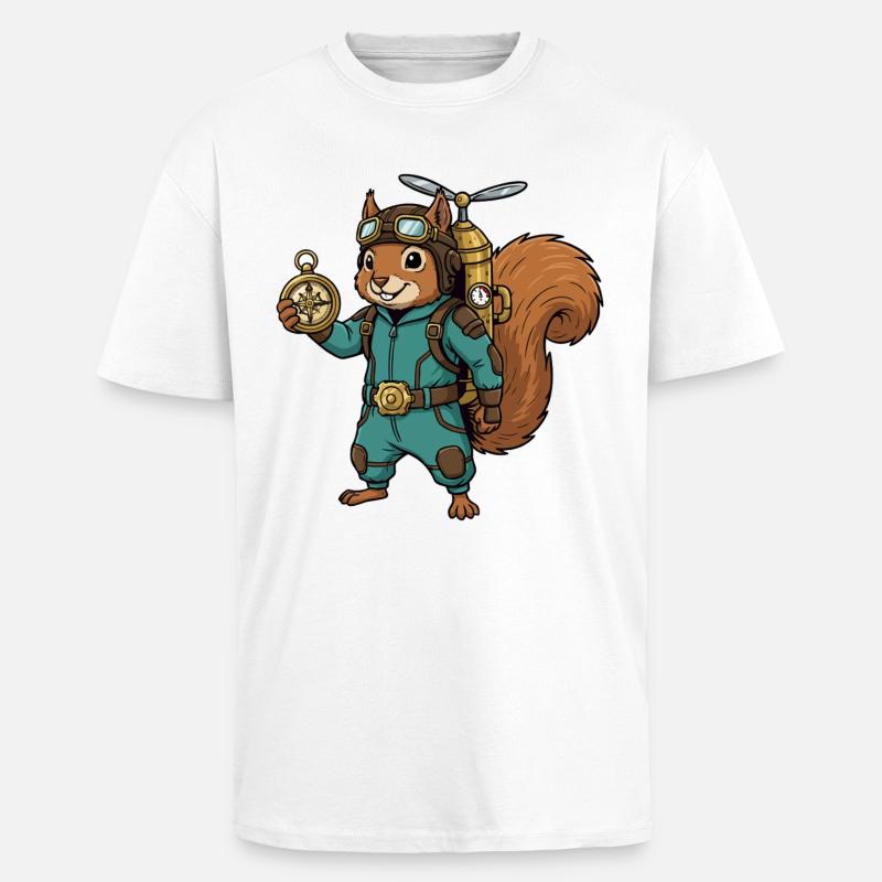 Squirrel Steampunk Aviator Jetpack-Kompass - Oversized Heavyweight Unisex T-Shirt - Weiß
