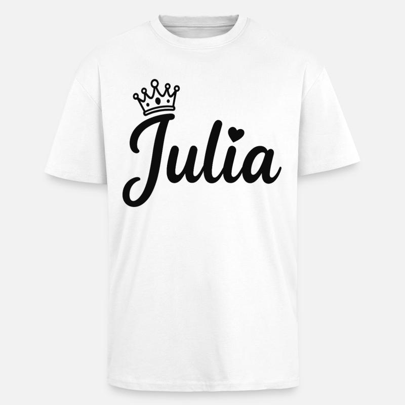 Juliet Name Crown Heart Calligraphy Personalized - Unisex Oversized Heavyweight T-shirt - white