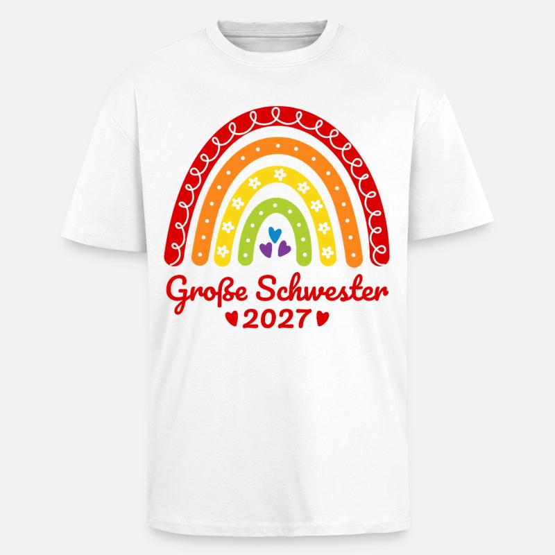 Große Schwester 2027 Boho Regenbogen bunt - Oversized Heavyweight Unisex T-Shirt - Weiß