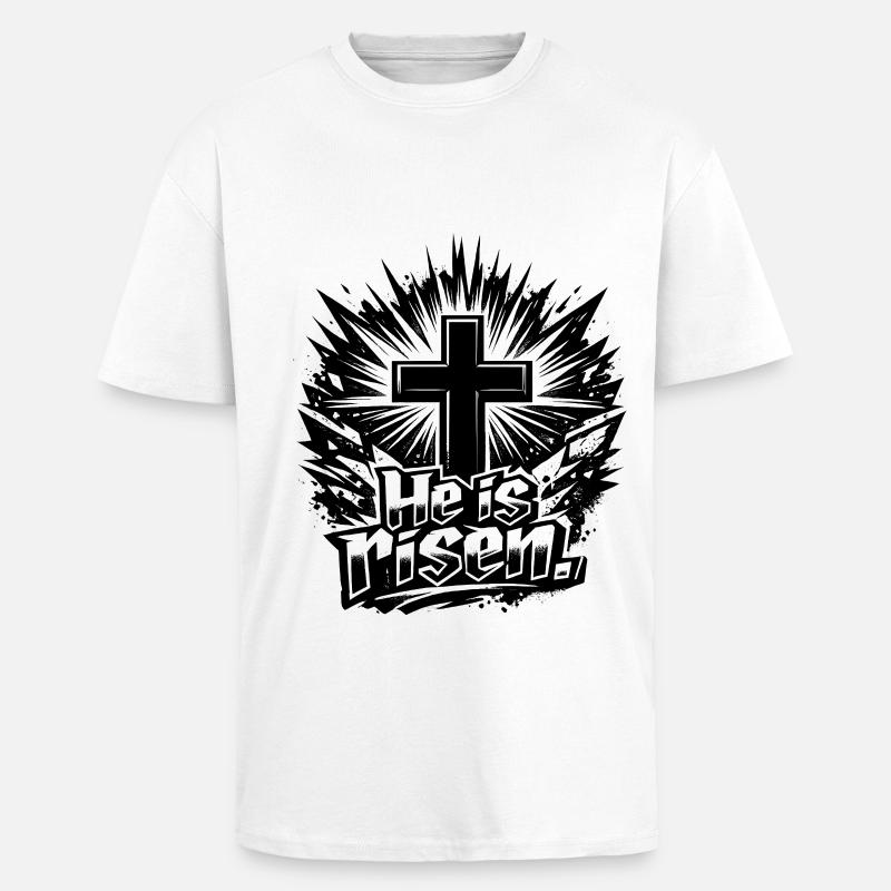 He is risen - Oversized Heavyweight Unisex T-Shirt - Weiß