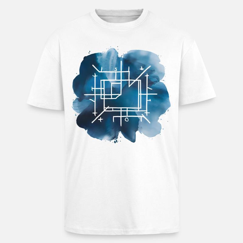 Plan d’architecture Print - T-shirt unisexe oversize épais - blanc
