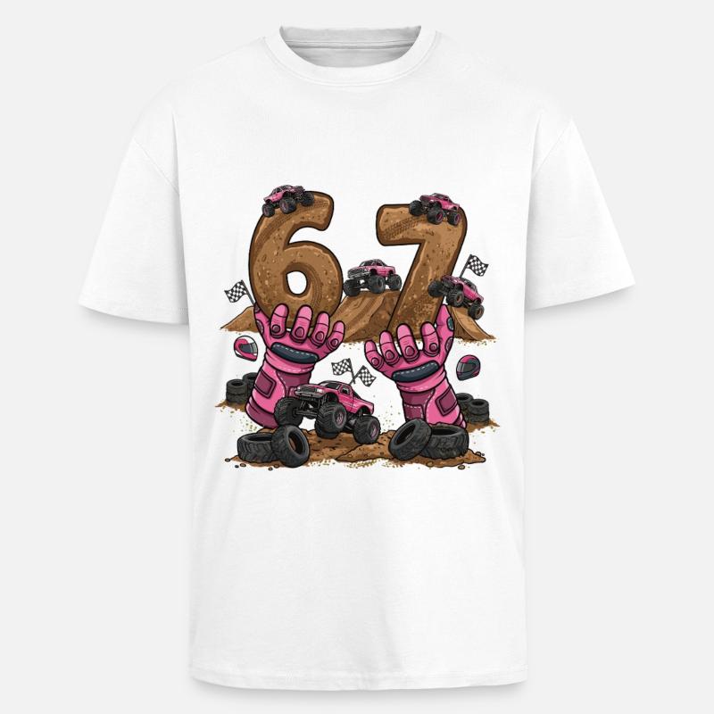 6 Jetzt 7 Monstertrucker Mädchen - Oversized Heavyweight Unisex T-Shirt - Weiß