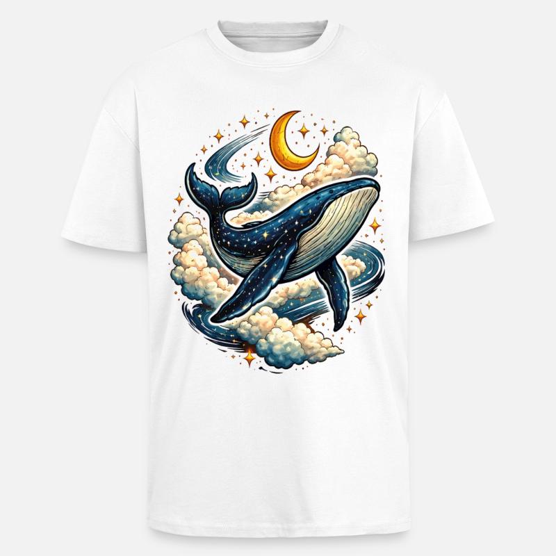 Himmlischer Wal in den Wolken - Oversized Heavyweight Unisex T-Shirt - Weiß