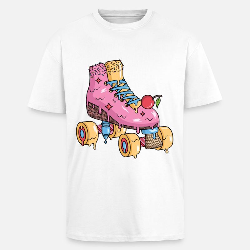 Rollschuhe Eiscreme Roller Skates Rollschuh - Unisex Oversized Heavyweight T-shirt - white