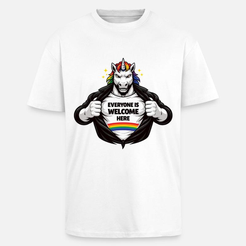 Diversity & Respect Rainbow Statement Design - Unisex Oversized Heavyweight T-shirt - white