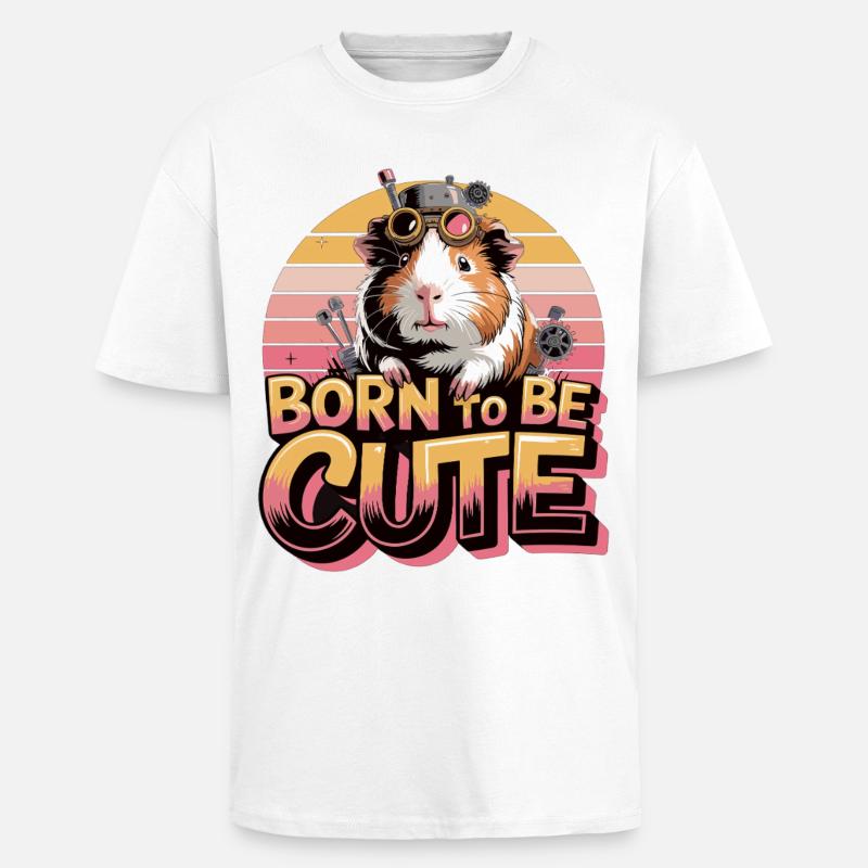 Født til å være søt marsvin-skjorte Steampunk - Unisex oversized t-skjorte i kraftig kvalitet - hvit