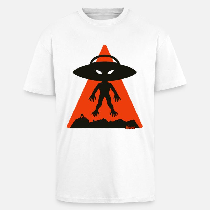 Alien Shadow Under Orange Triangle - Unisex Oversized Heavyweight T-shirt - white