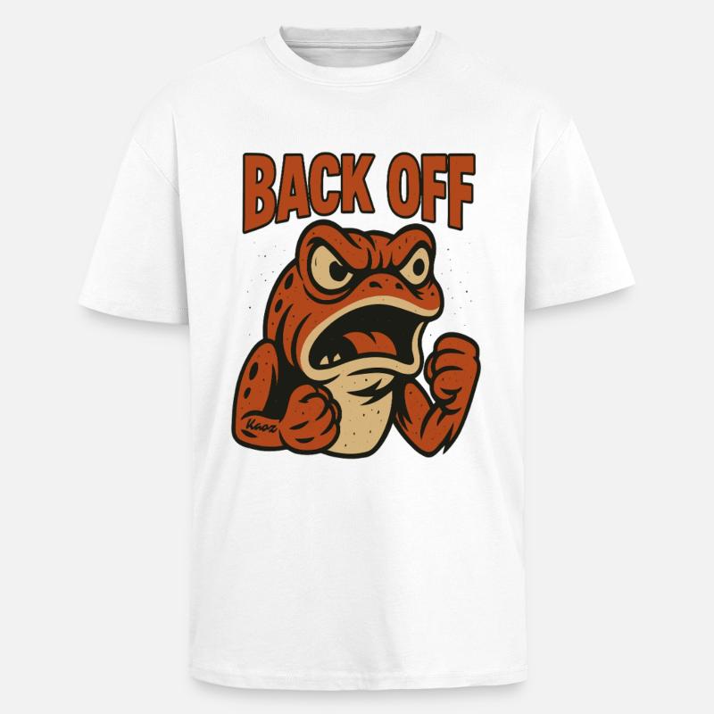 Back Off Angry Frog Patch - Unisex Oversized Heavyweight T-shirt - white