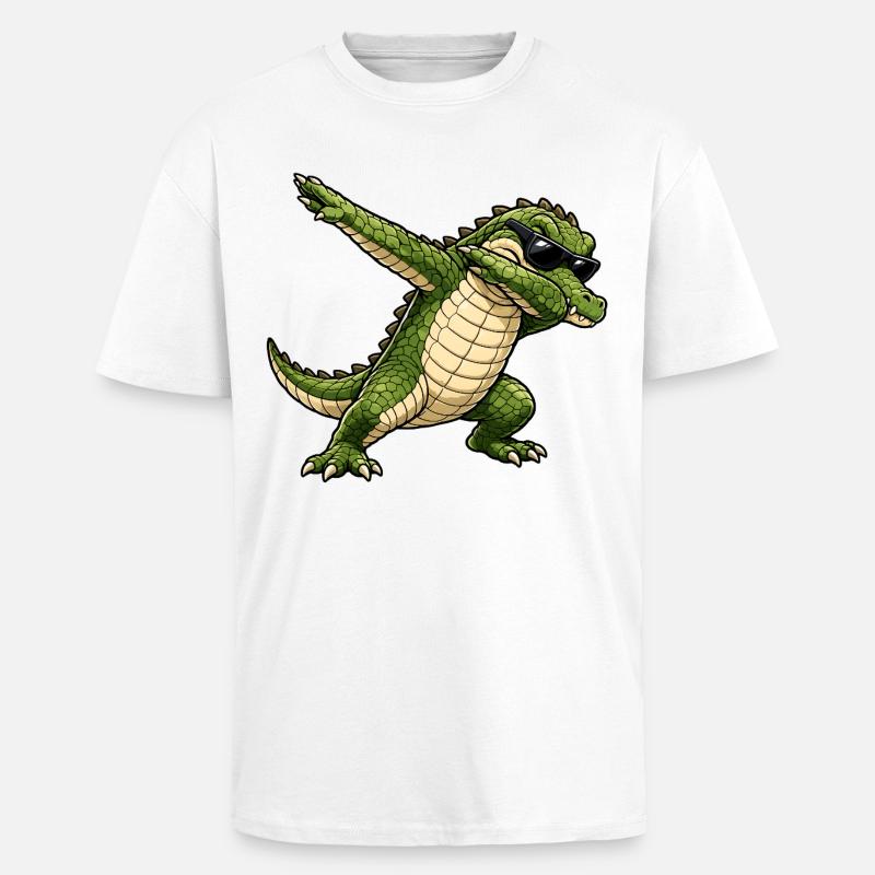 Squapping Crocodile - T-shirt unisex oversize pesante - bianco