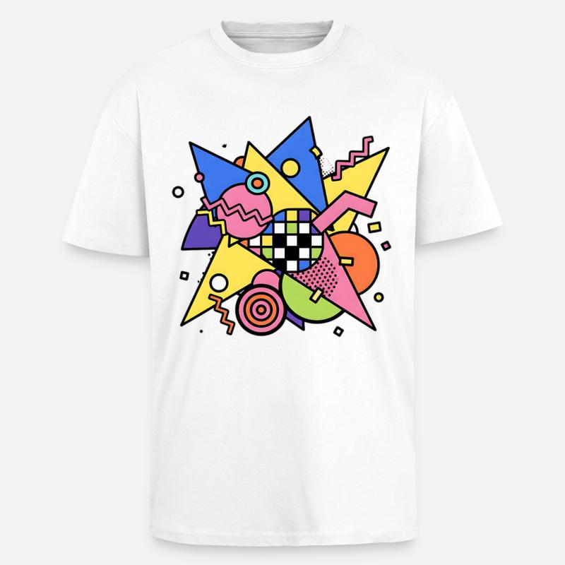 Abstract Geometric Pattern 90s Style - Unisex Oversized Heavyweight T-shirt - white