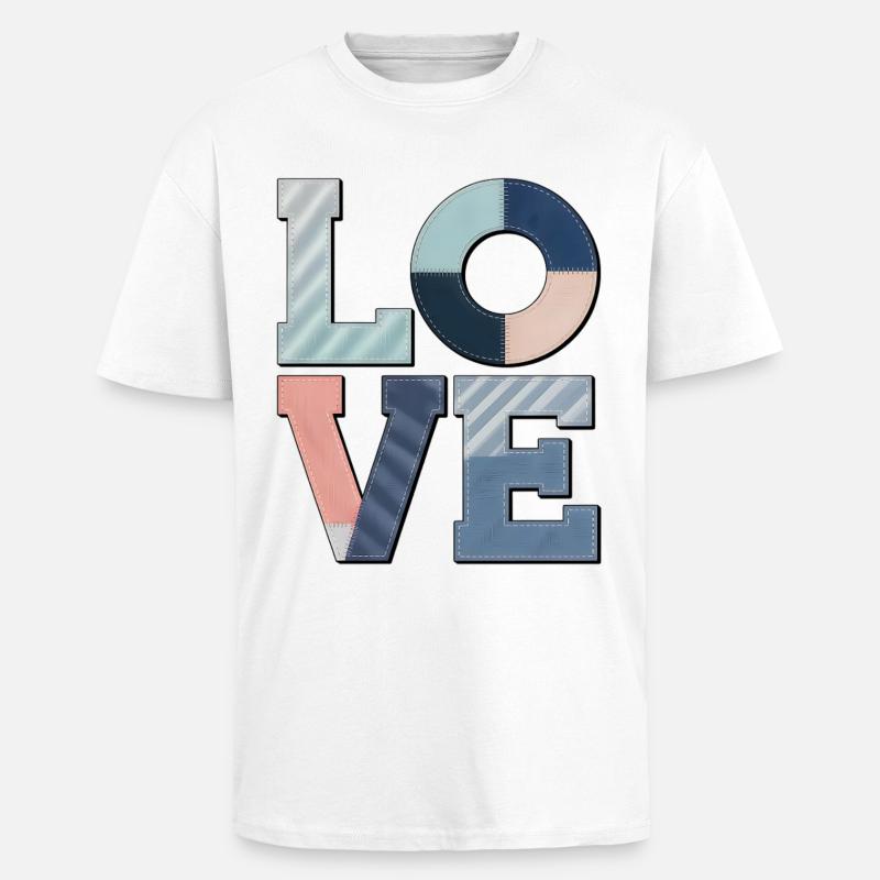 Love Design Geschenkidee Bunter Stoff Look - Oversized Heavyweight Unisex T-Shirt - Weiß