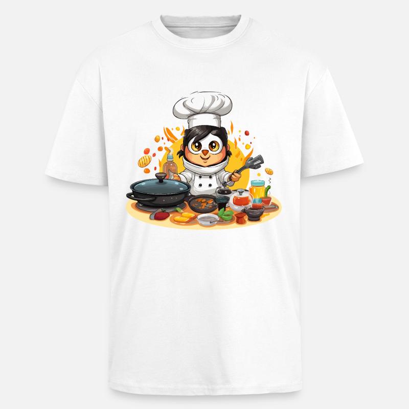 Kitchen Penguin Master Chef - Unisex Oversized Heavyweight T-shirt - white
