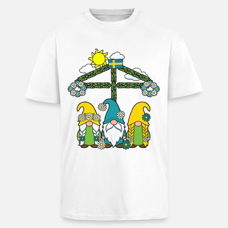 Litha Pagan Solstice d’été Midsommar - T-shirt unisexe oversize épais - blanc