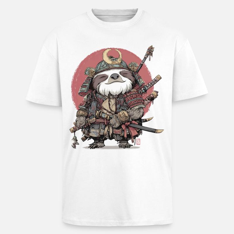 Sloth Samurai Armor - Unisex Oversized Heavyweight T-shirt - white