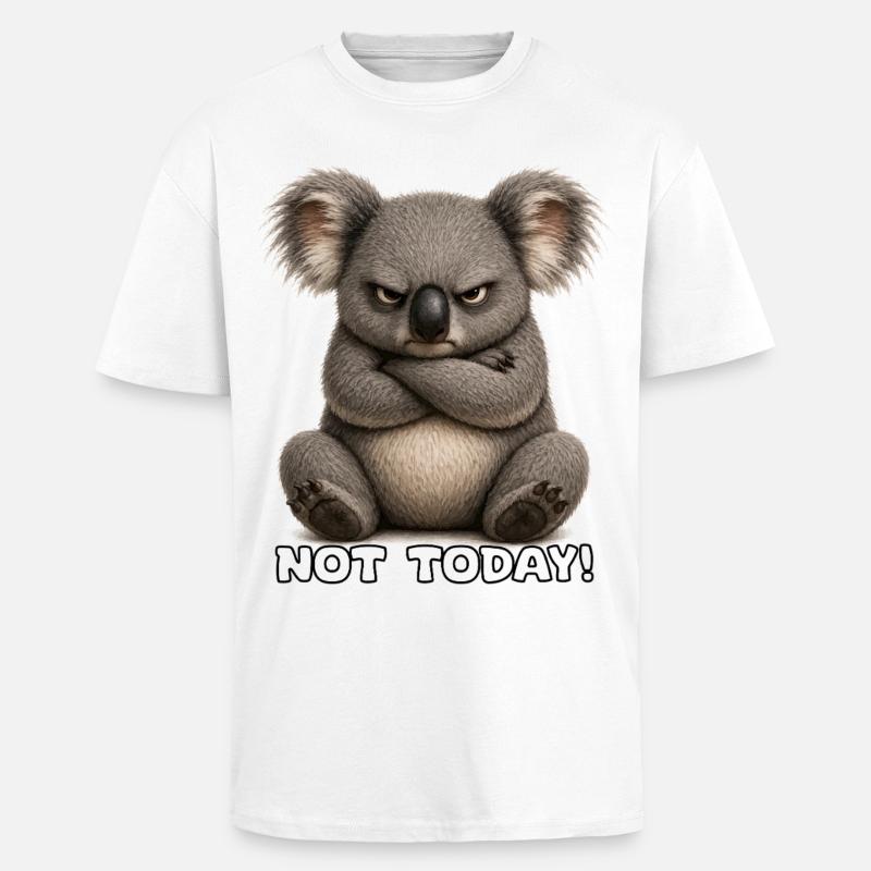 Grumpy Koala – Not Today - Unisex Oversized Heavyweight T-shirt - white