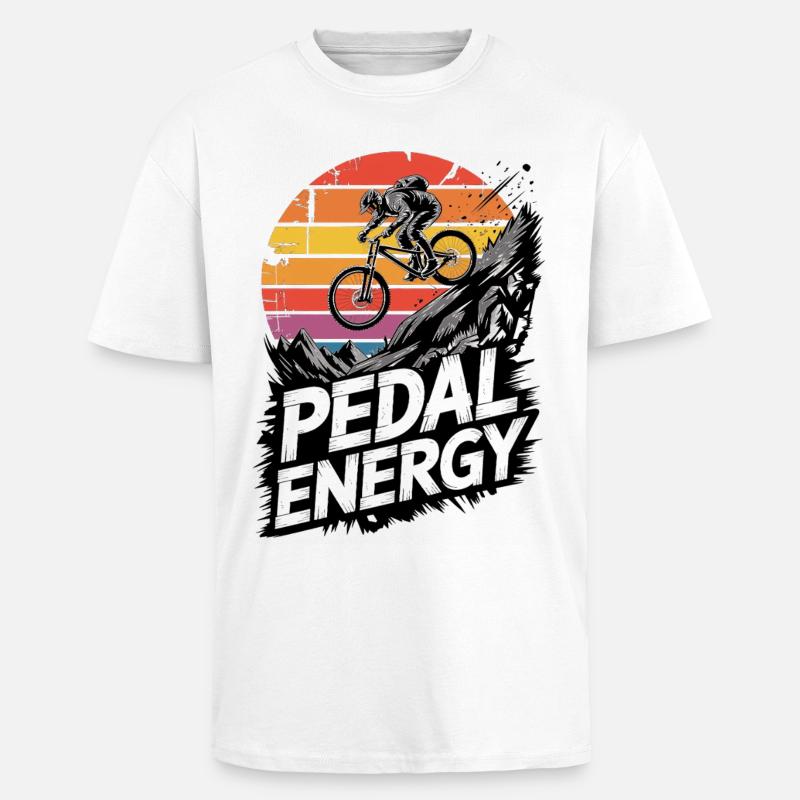 VTT, Descente, Action du cyclisme - T-shirt unisexe oversize épais - blanc