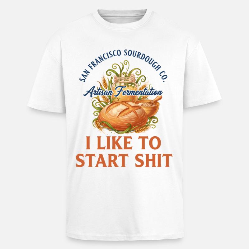 Sauerteigbrot Backbäcker Sauerteigstarter - Oversized Heavyweight Unisex T-Shirt - Weiß