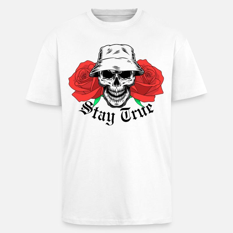 Reste True Skull - T-shirt unisexe oversize épais - blanc