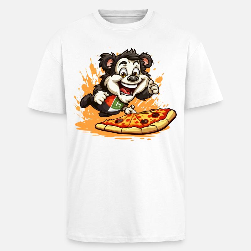 Pizza Panda Sprint - Oversized Heavyweight Unisex T-Shirt - Weiß