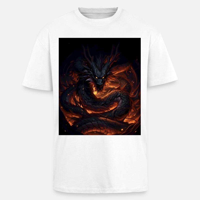 Dragon de lave dans Shadowfire - T-shirt unisexe oversize épais - blanc