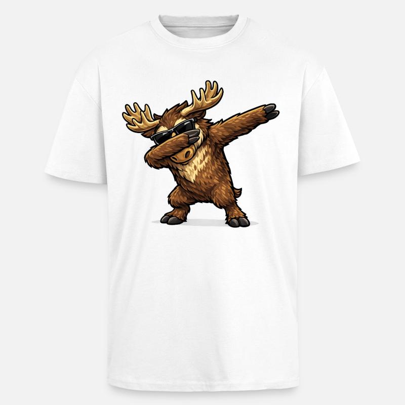 Dabbing Moose - Unisex Oversized Heavyweight T-shirt - white
