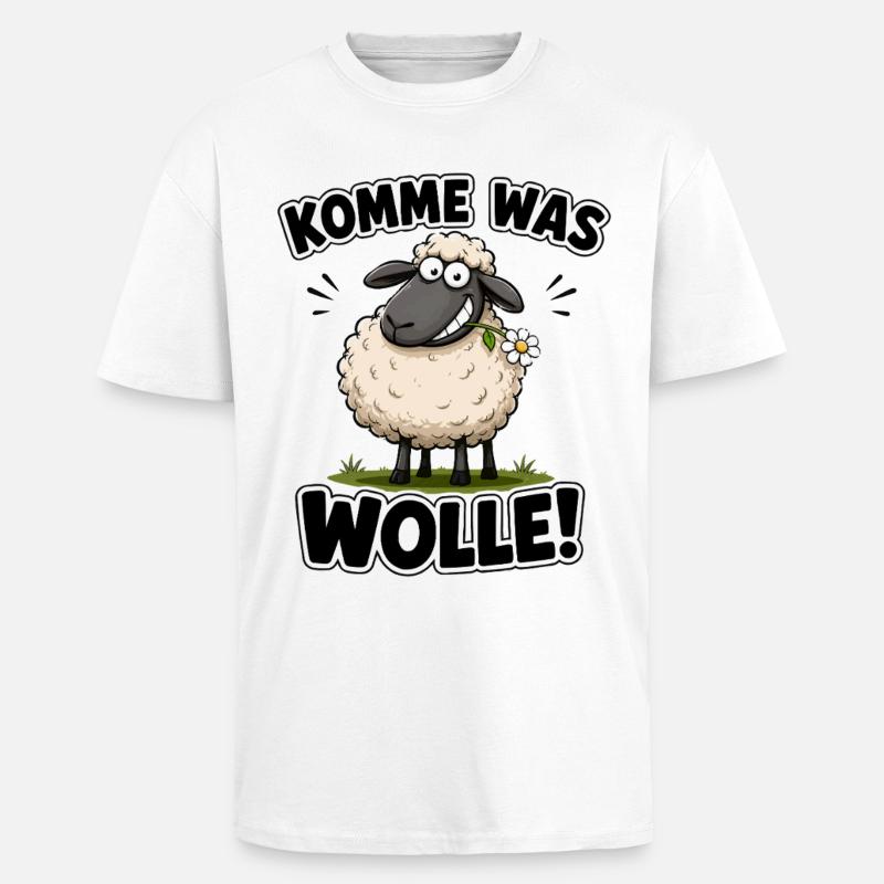 Komme Was Wolle – Schmuse-Schaf Design - Oversized Heavyweight Unisex T-Shirt - Weiß