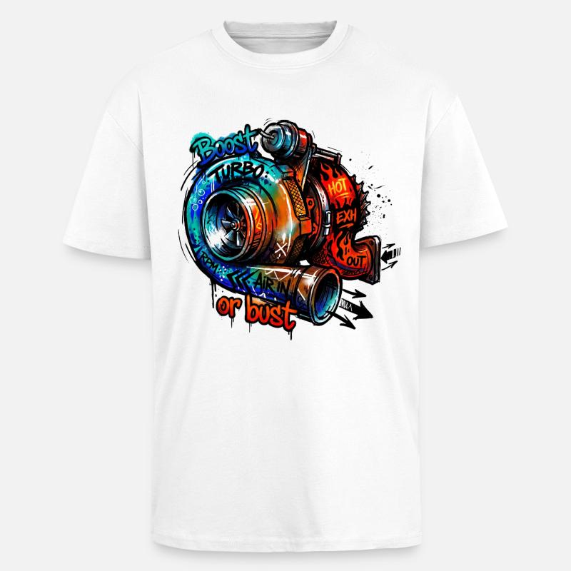 Turbo-Boost oder Bust - Oversized Heavyweight Unisex T-Shirt - Weiß