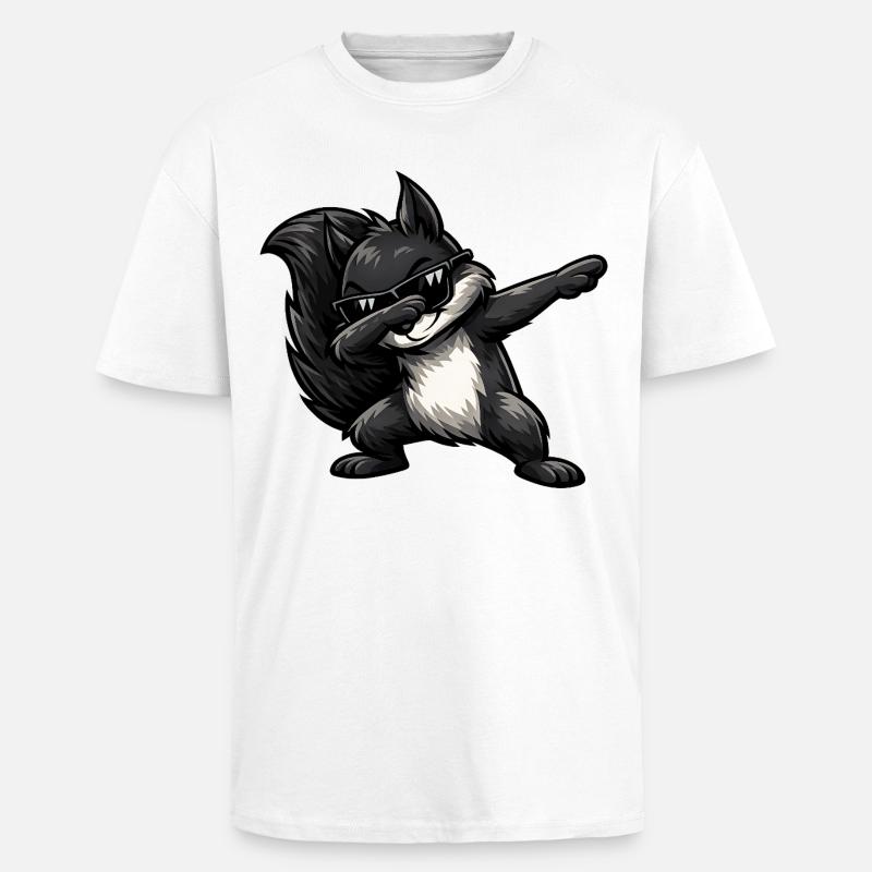 Dabbing Black Squirrel - Unisex Oversized Heavyweight T-shirt - white