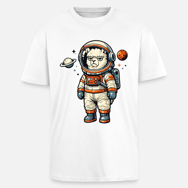 Astronaute alpaga dans l’aventure spatiale - T-shirt unisexe oversize épais - blanc