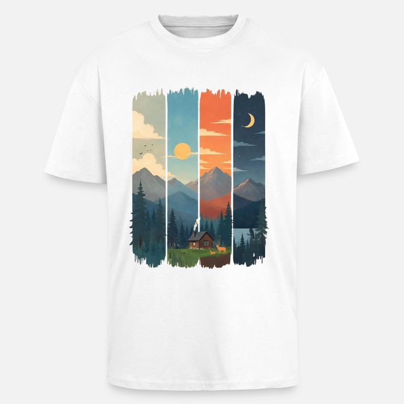 Horizonte in vier Gebirgstafeln - Oversized Heavyweight Unisex T-Shirt - Weiß