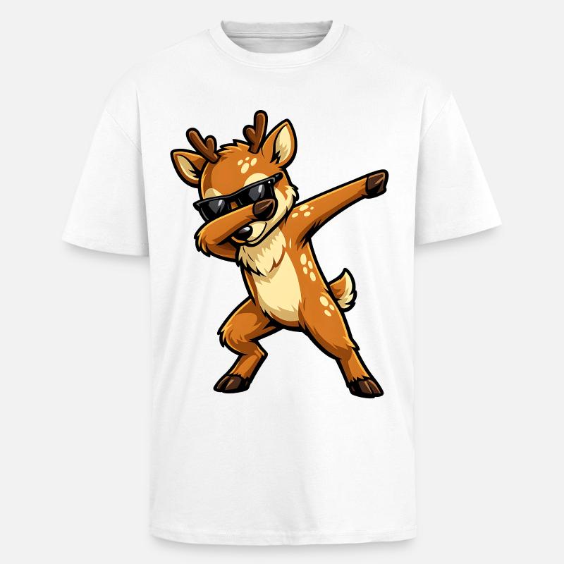 Dabbing Deer - Unisex Oversized Heavyweight T-shirt - white