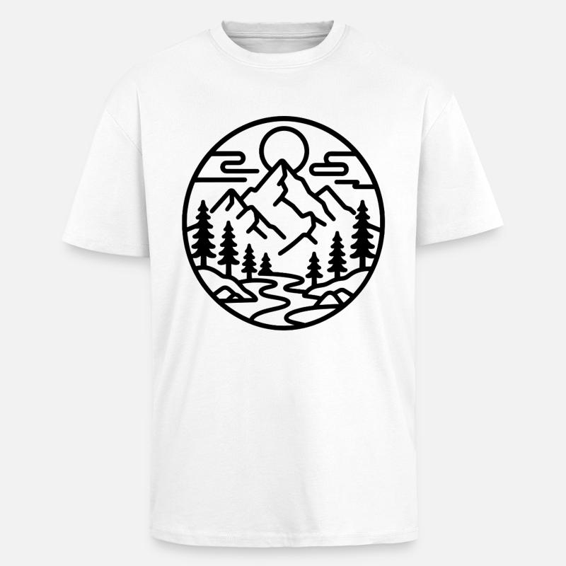 Mountain Forest Emblem - Unisex Oversized Heavyweight T-shirt - white