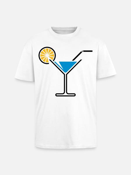 Cocktail / Cocktail Glass / Martini + (Light Blue) - Unisex Oversized Heavyweight T-shirt - white