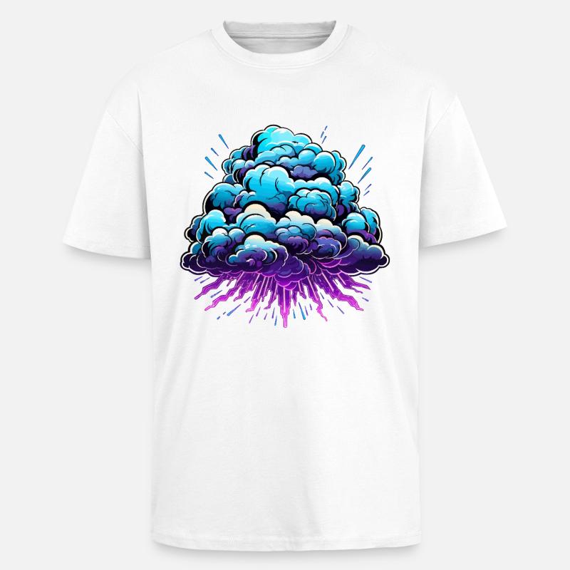 Blue Cloud Pop Explosion de néon - T-shirt unisexe oversize épais - blanc