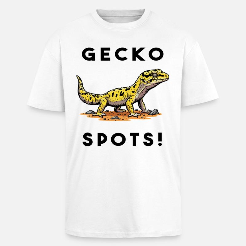 Gecko Leopard Bask Lizard Terrarium - Unisex Oversized Heavyweight T-shirt - white