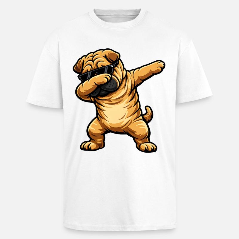 Dabbing Shar Pei - Oversized Heavyweight Unisex T-Shirt - Weiß