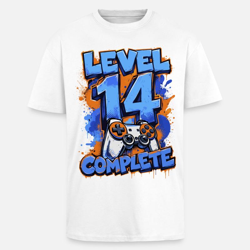 Level 14 Complete – Retro Gaming - Oversized Heavyweight Unisex T-Shirt - Weiß