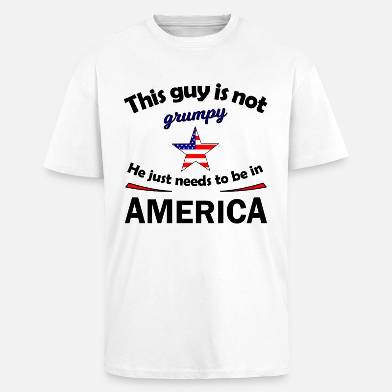Grumpy Star mit US Flaggenstern - Oversized Heavyweight Unisex T-Shirt - Weiß