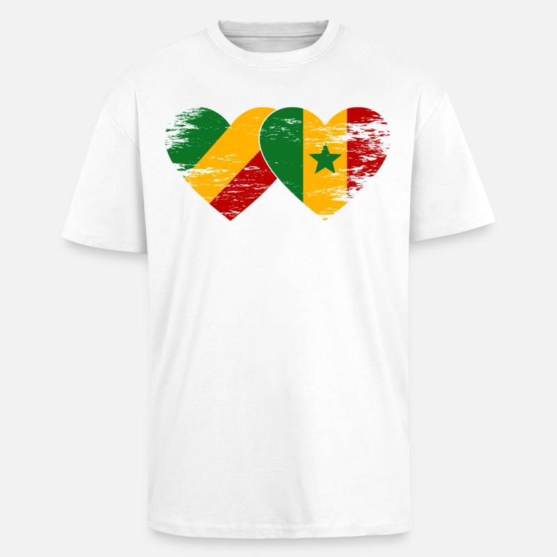 Congo Senegal flag used - Unisex Oversized Heavyweight T-shirt - white