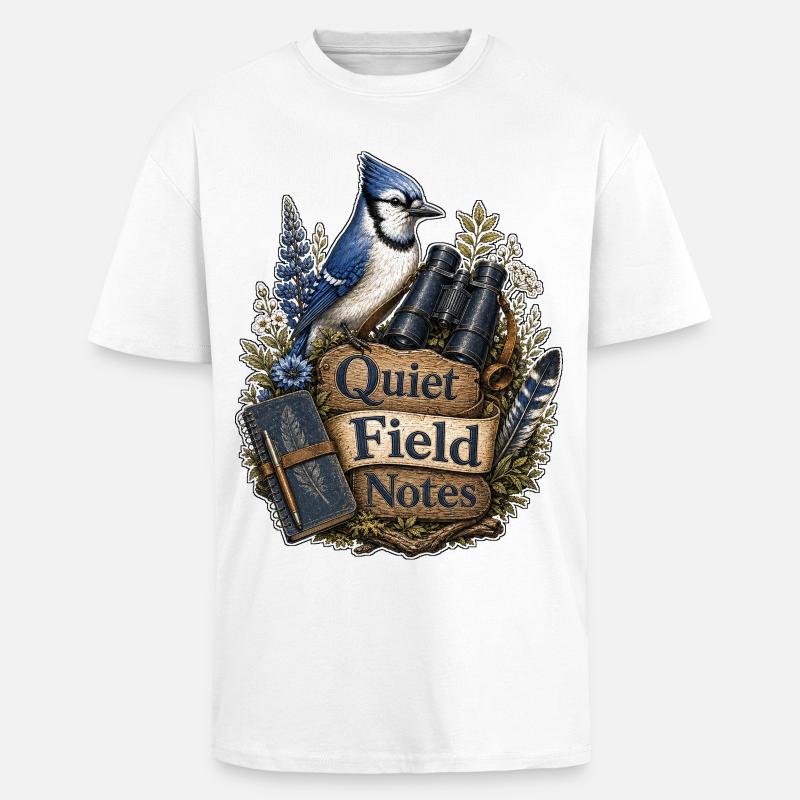 Quiet Field Notes Clouds - Unisex Oversized Heavyweight T-shirt - white