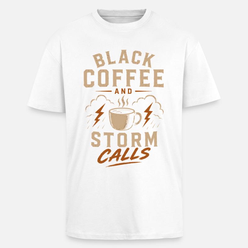Lineman Strom Schwarzer Kaffee Und Sturm - Oversized Heavyweight Unisex T-Shirt - Weiß