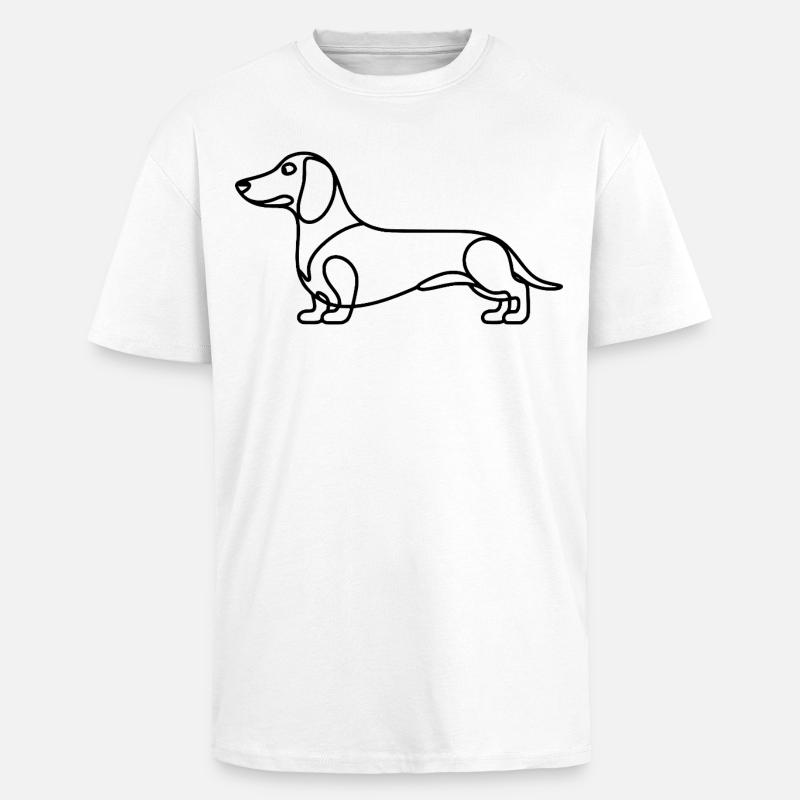 Dackel Lineart - Oversized Heavyweight Unisex T-Shirt - Weiß