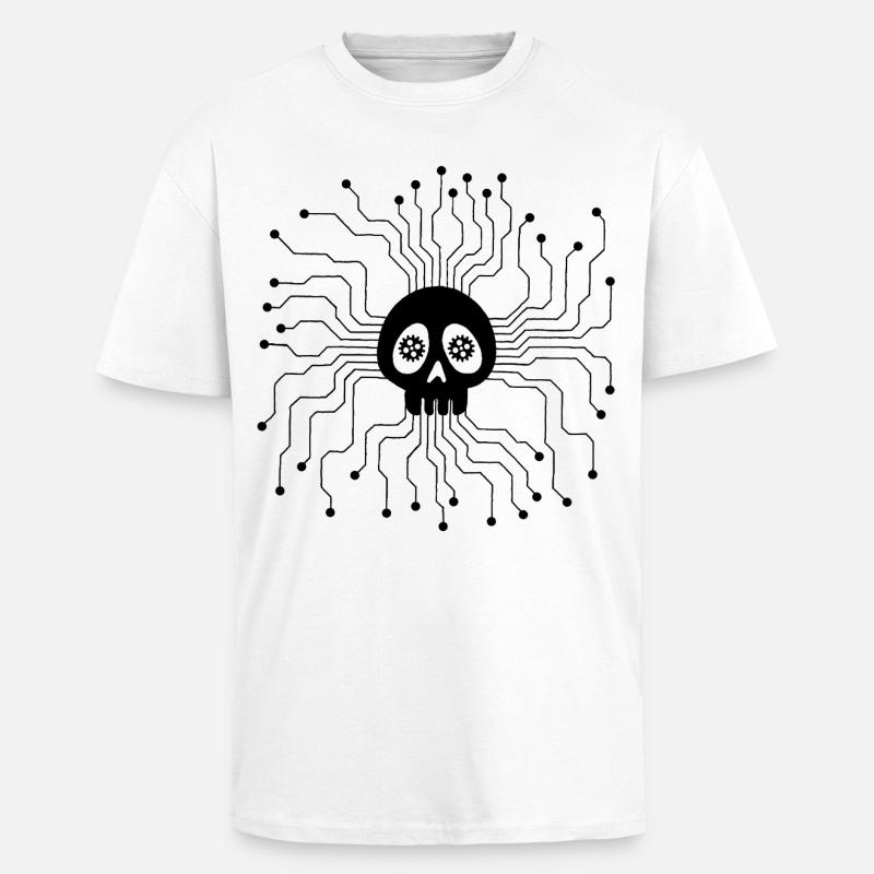 Microprocessor Skull (Black) - Unisex Oversized Heavyweight T-shirt - white
