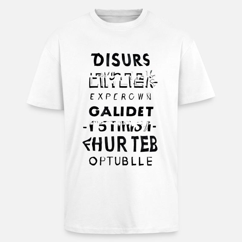 Cascade de texte buggé - T-shirt unisexe oversize épais - blanc