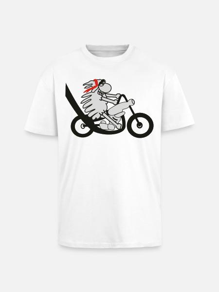 Motorradfahrer Schaf - Oversized Heavyweight Unisex T-Shirt - Weiß