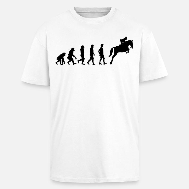 Évolution du cheval - T-shirt unisexe oversize épais - blanc