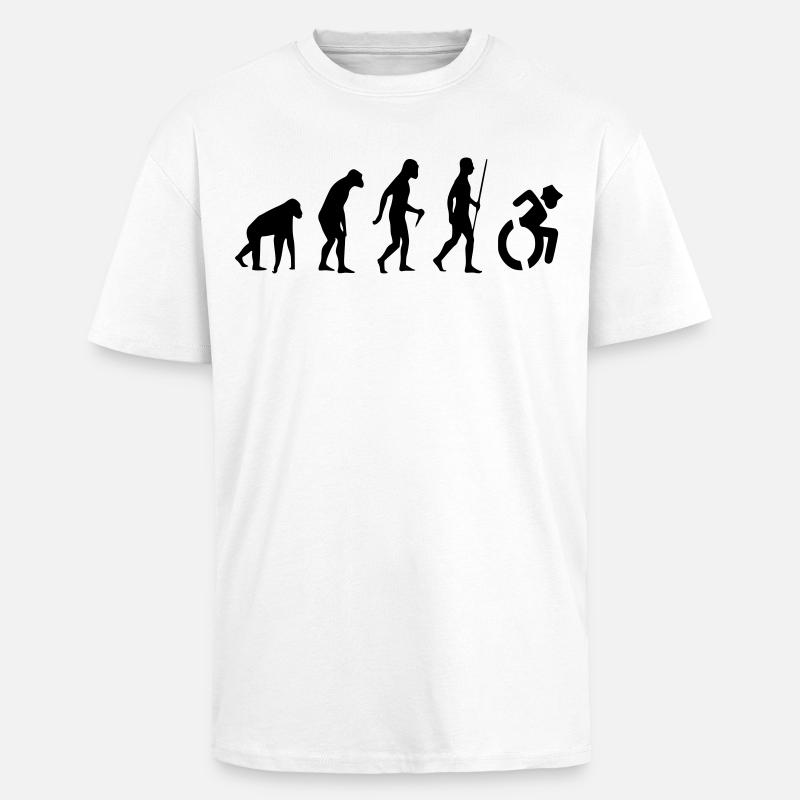 Evolution Rollstuhl. Die Rollstuhl-Evolution * - Oversized Heavyweight Unisex T-Shirt - Weiß